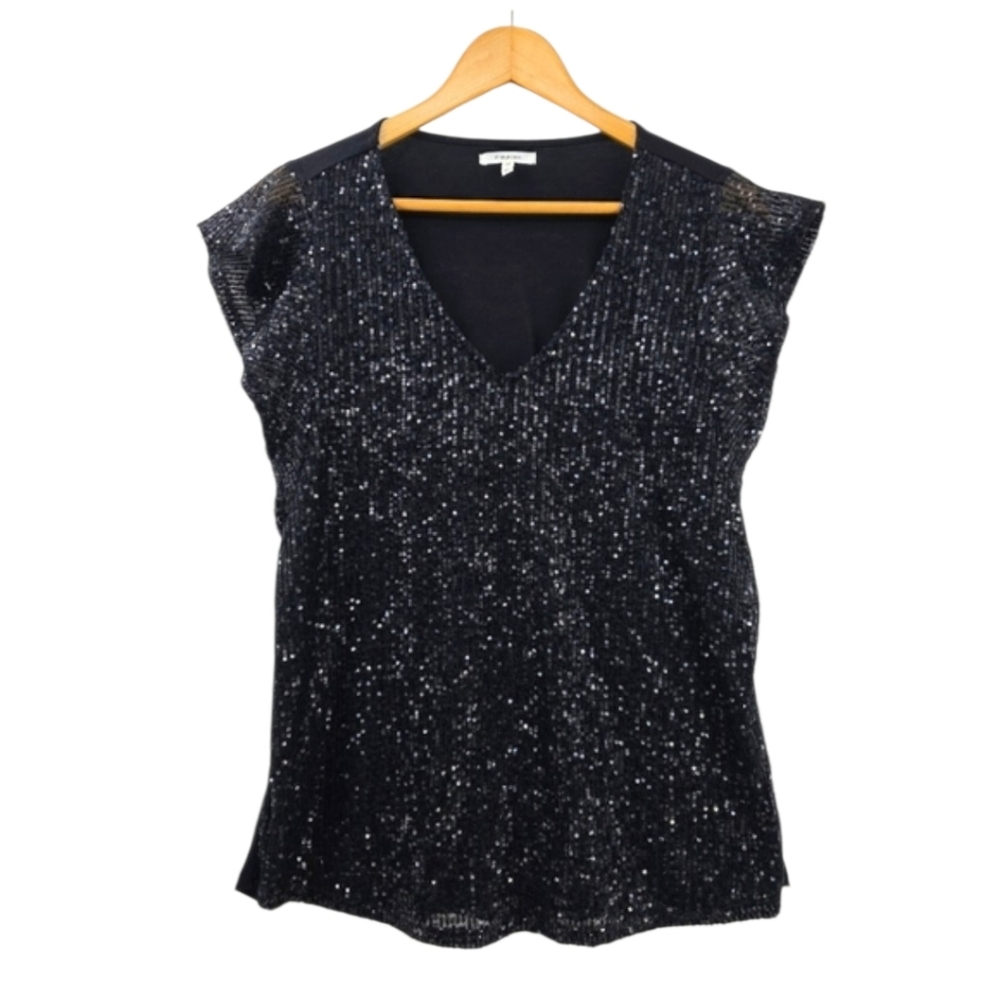 Maurices Black Sequins Sleeveless Blouse Women's Size Medium Party Top